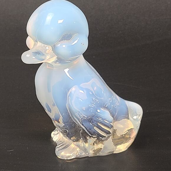 Fenton Opalescent White Clear Glass Duckling Duck Figurine - Picture 4 of 8